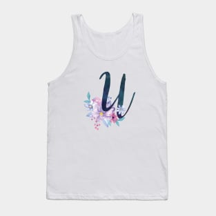 Floral Monogram U Pretty Lilac Bouquet Tank Top